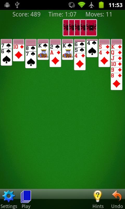 spider solitaire card game for mobile