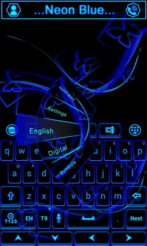 Neon Blue GO Keyboard Theme Free Android Keyboard download - Appraw