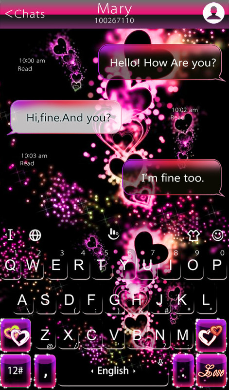 Sparkling Heart Keyboard Theme Free Android Keyboard download - Appraw