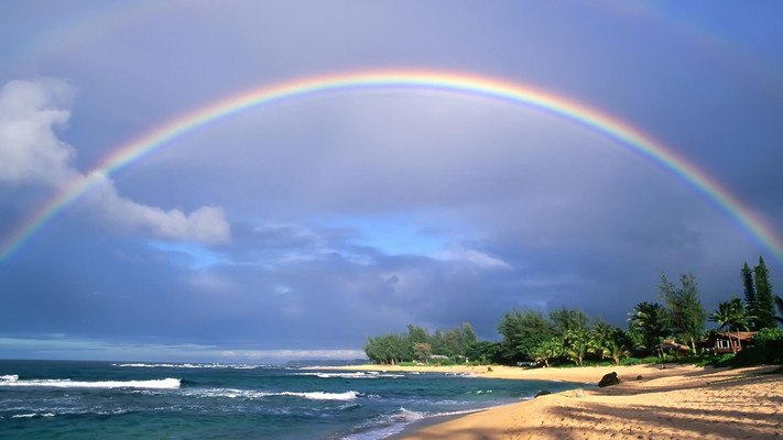 Rainbow Over Beach