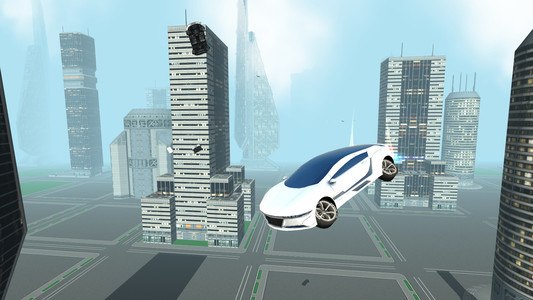 Futuristic Flying Car Driving