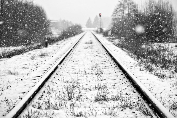 Snow Covered Train Tracks