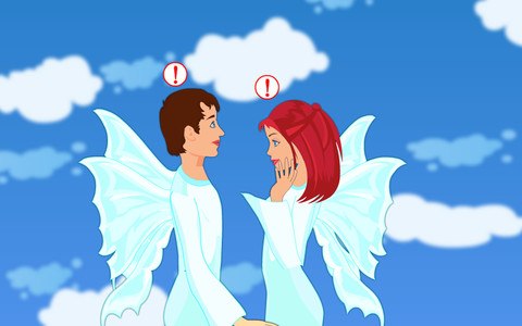 Funny Angel Kiss