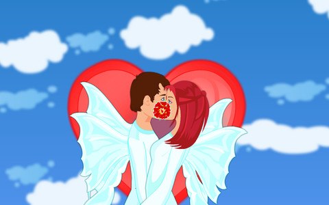 Funny Angel Kiss