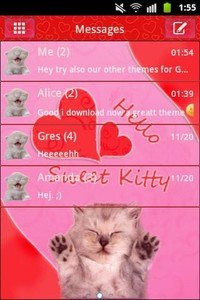 GO SMS Pink Theme Kitty