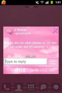GO SMS Pro Theme Pink Clouds