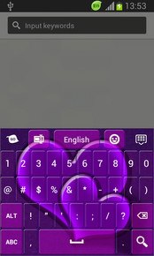 GO Keyboard Purple Hearts