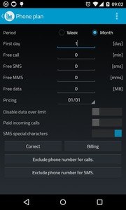 Call sms data monitor counter