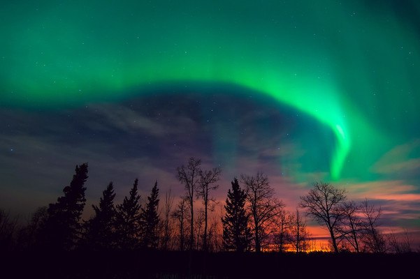 Northern Lights Over Sunset