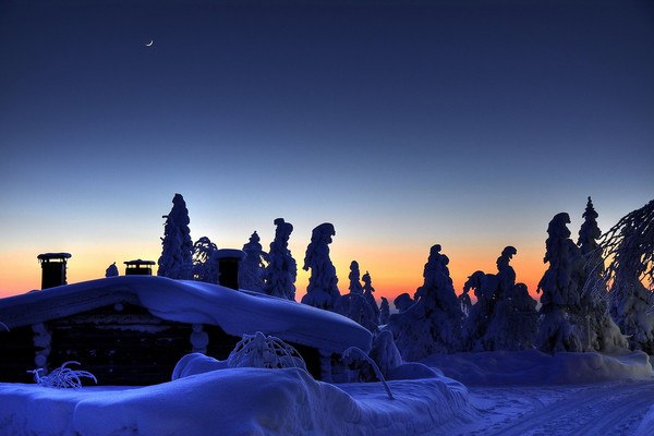 Sweden Snow Sunset