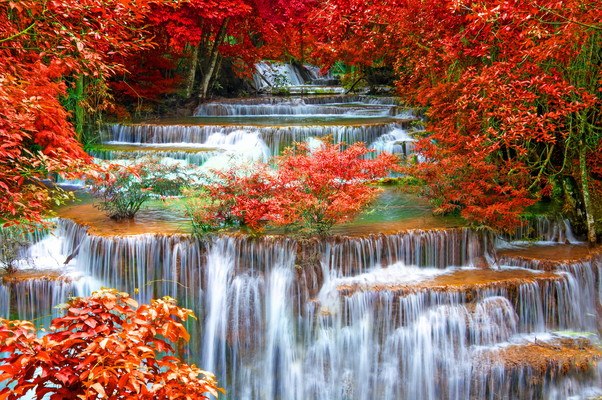 Erawan Falls In Autumn