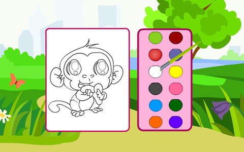 Coloring Playful Monkeys