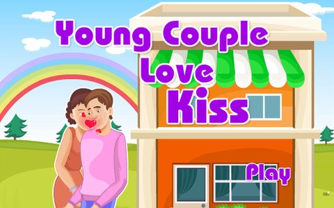 Fun Young Couple Love Kiss