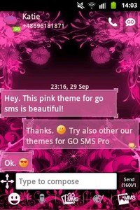 GO SMS Theme Pink Flower