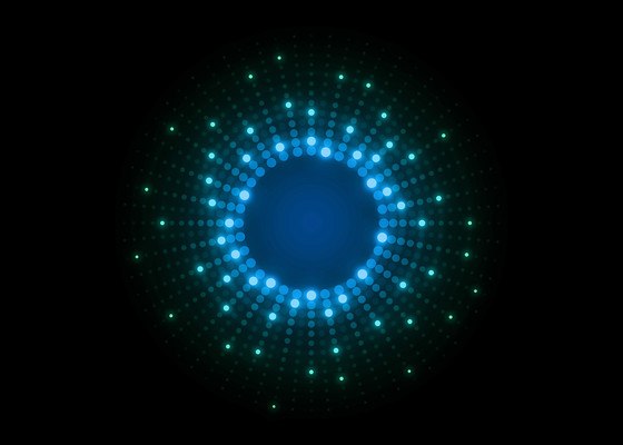 Neon Dots Circles Blue