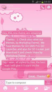 GO SMS Pro Theme Pink Cat