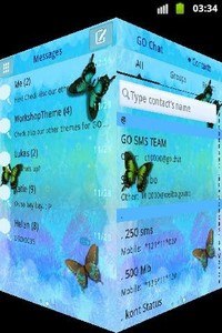 GO SMS Theme Blue Butterfly