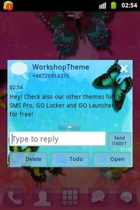 GO SMS Theme Blue Butterfly