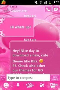GO SMS Pro Theme Pink Love