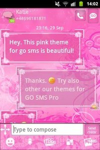 GO SMS Pro Theme Pink Flowers