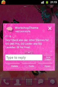 GO SMS Theme Pink Star