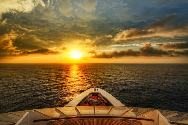Cruise Ship Sea Sunset