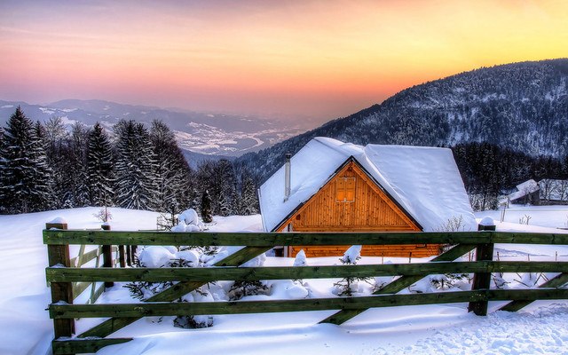 Winter Mountain Sunset