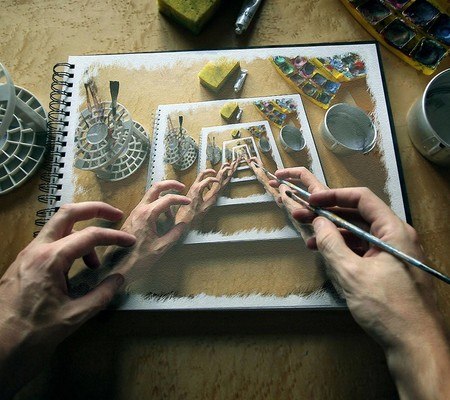 Hand Drawing Illusion