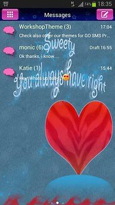 GO SMS Theme Red Heart