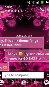 GO SMS Theme Pink Flower