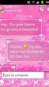 GO SMS Pro Theme Pink Flowers