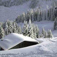 Cabin Covered In Snow
